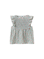 Blusa con plastrón fruncido - Estampado celeste - Niñas