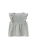 Blusa con plastrón fruncido - Estampado celeste - Niñas