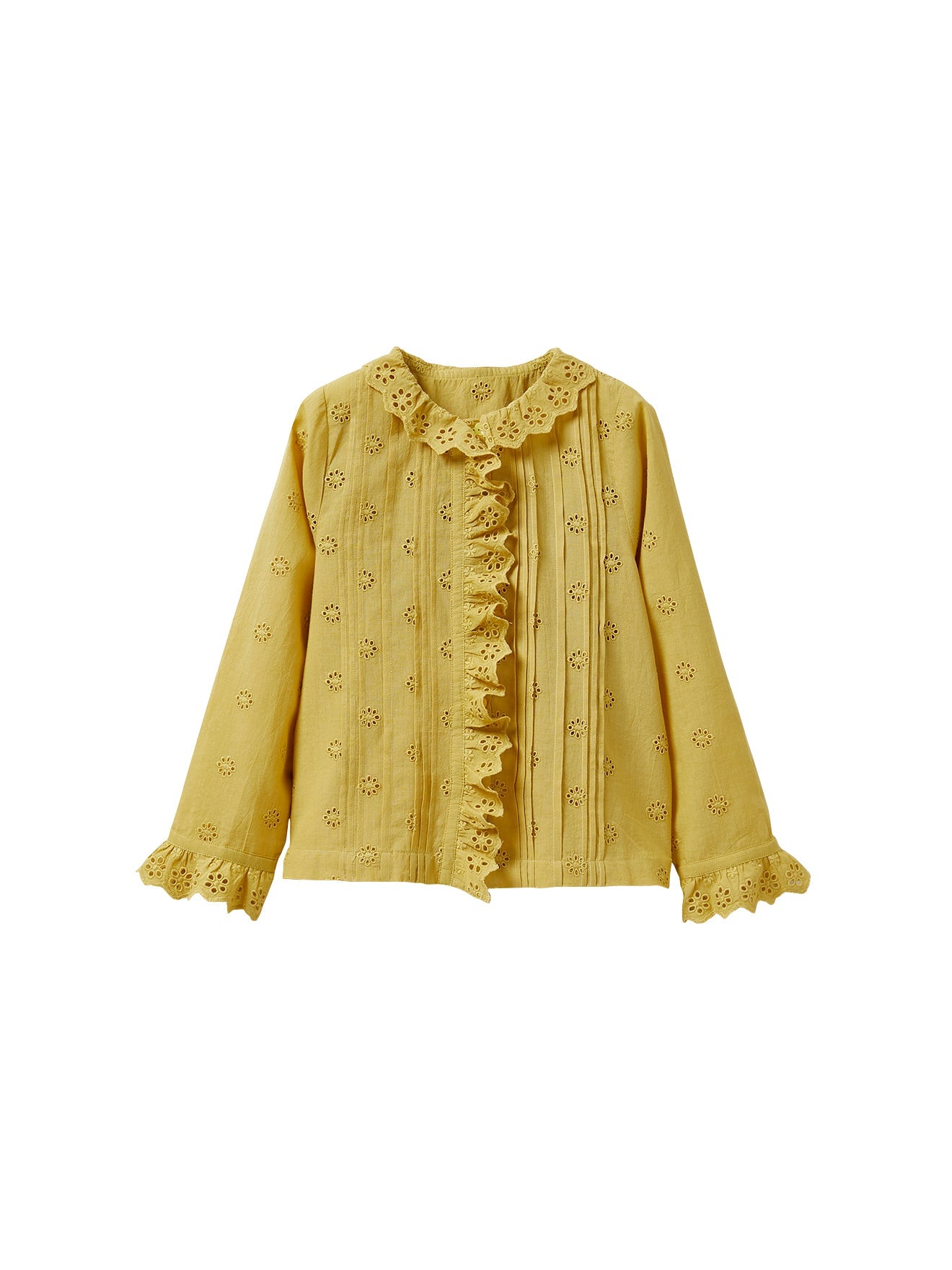 Camisa Ml Bordado - Liso Verde Medio - Niña
