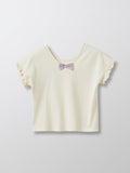 T-shirt Joli Dos - Blanc Clair Uni Avc Decor - Fille