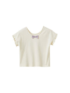 T-shirt Joli Dos - Blanc Clair Uni Avc Decor - Fille