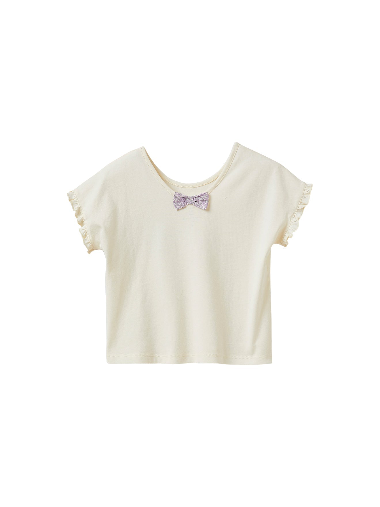 T-shirt Joli Dos - Blanc Clair Uni Avc Decor - Fille