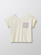 T-shirt Joli Dos - Blanc Clair Uni Avc Decor - Fille