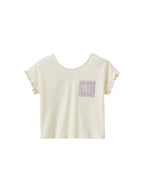 T-shirt Joli Dos - Blanc Clair Uni Avc Decor - Fille