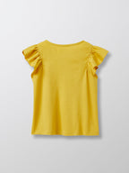 Camiseta Man Volant - Verde Medio Liso Con Motivo - Niña