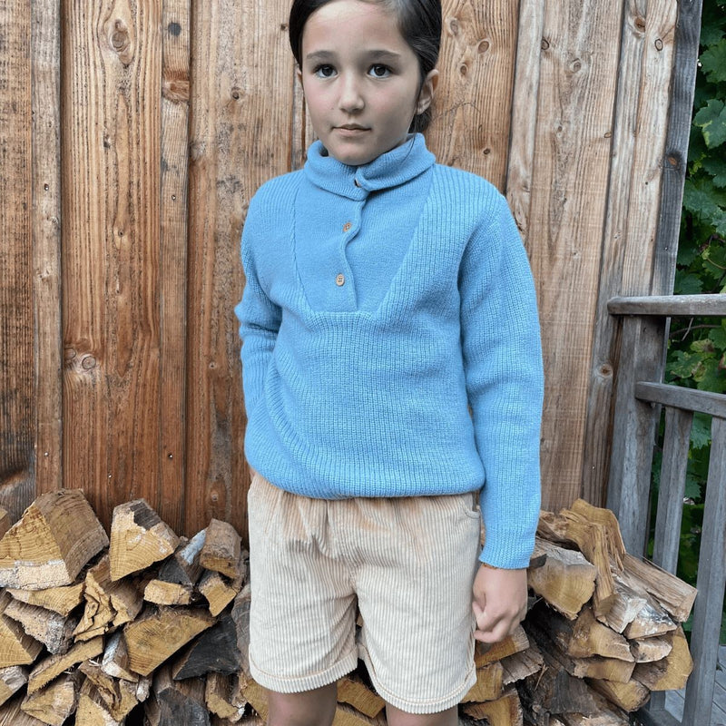 Clotaire Knit Sweater Mottled Blue 100% Wool - Child