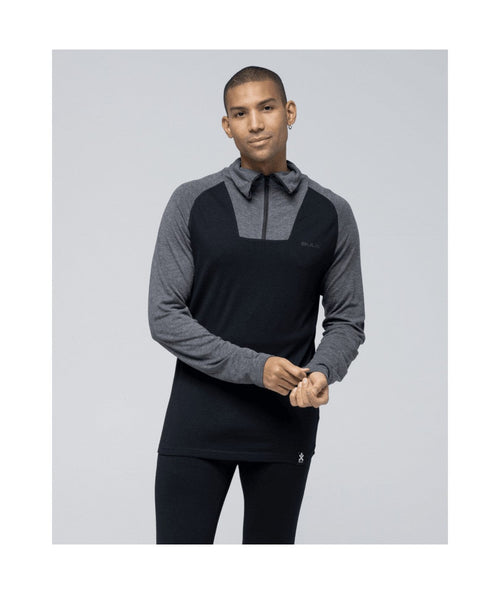 Pull Demi-Zip En Laine Mérinos Rétro - Noir - Homme