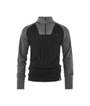 Pull Demi-Zip En Laine Mérinos Rétro - Noir - Homme