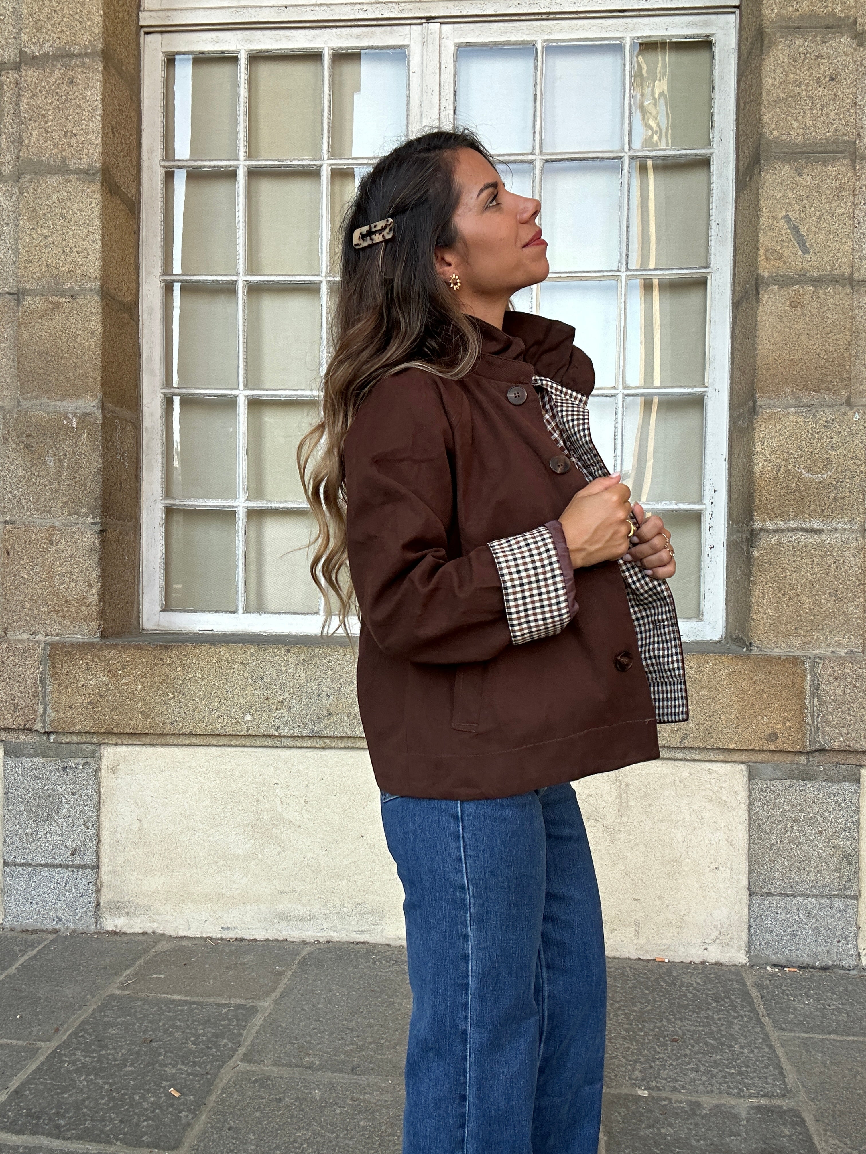 Alice chocolate cotton trench jacket