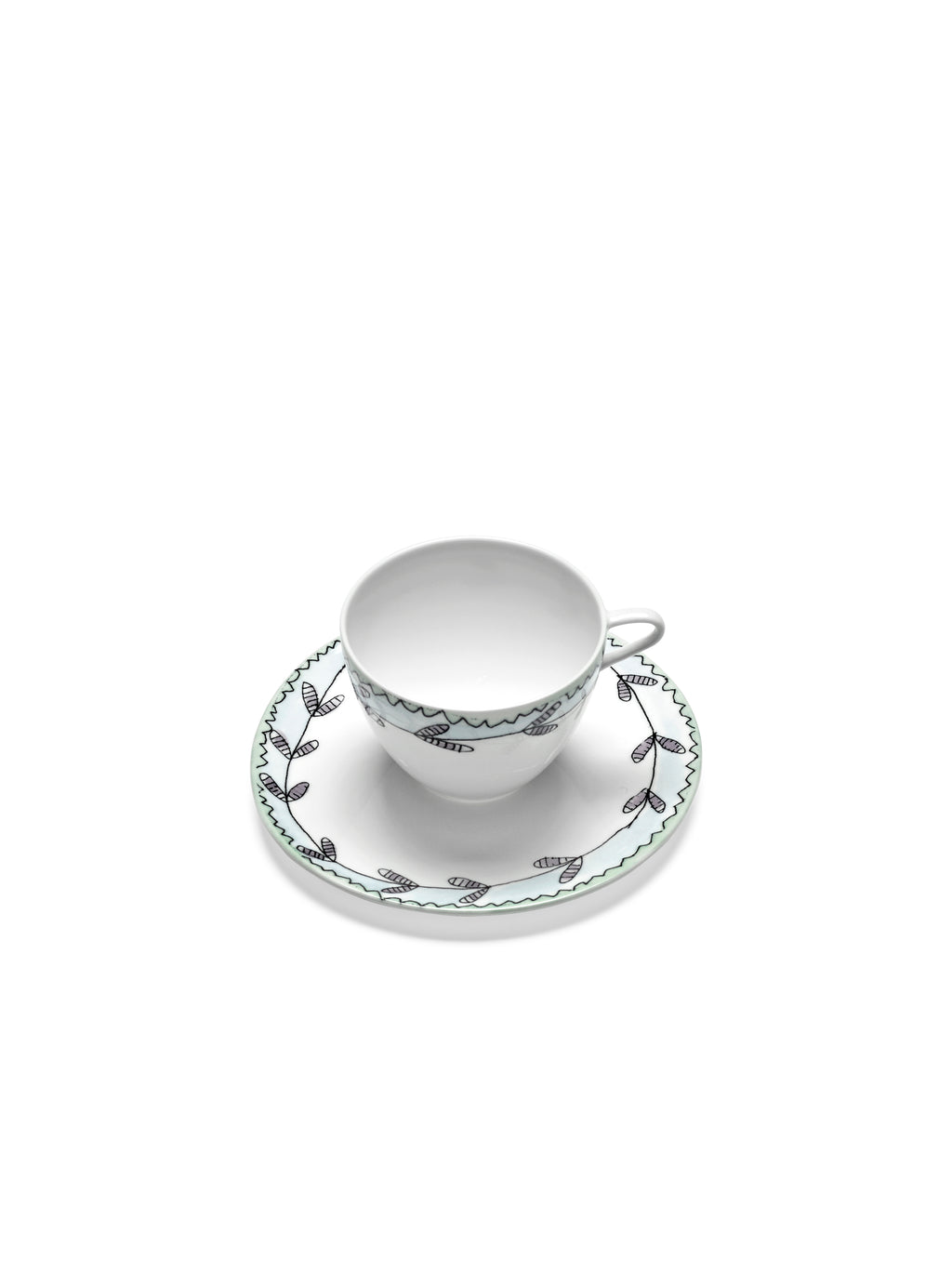Midnight Flowers - Lot De 2 Tasses À Café Hautes + Soucoupes - Porcelaine Bone China - Blossom Milk