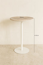 Mueble auxiliar Bari de metal blanco con tapa de travertino - Beige