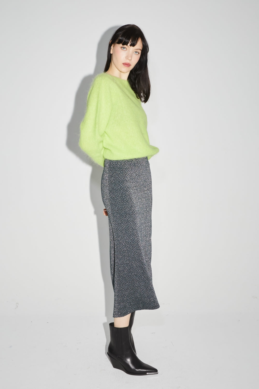 The Serena Maxi Skirt in Léo Green Knit