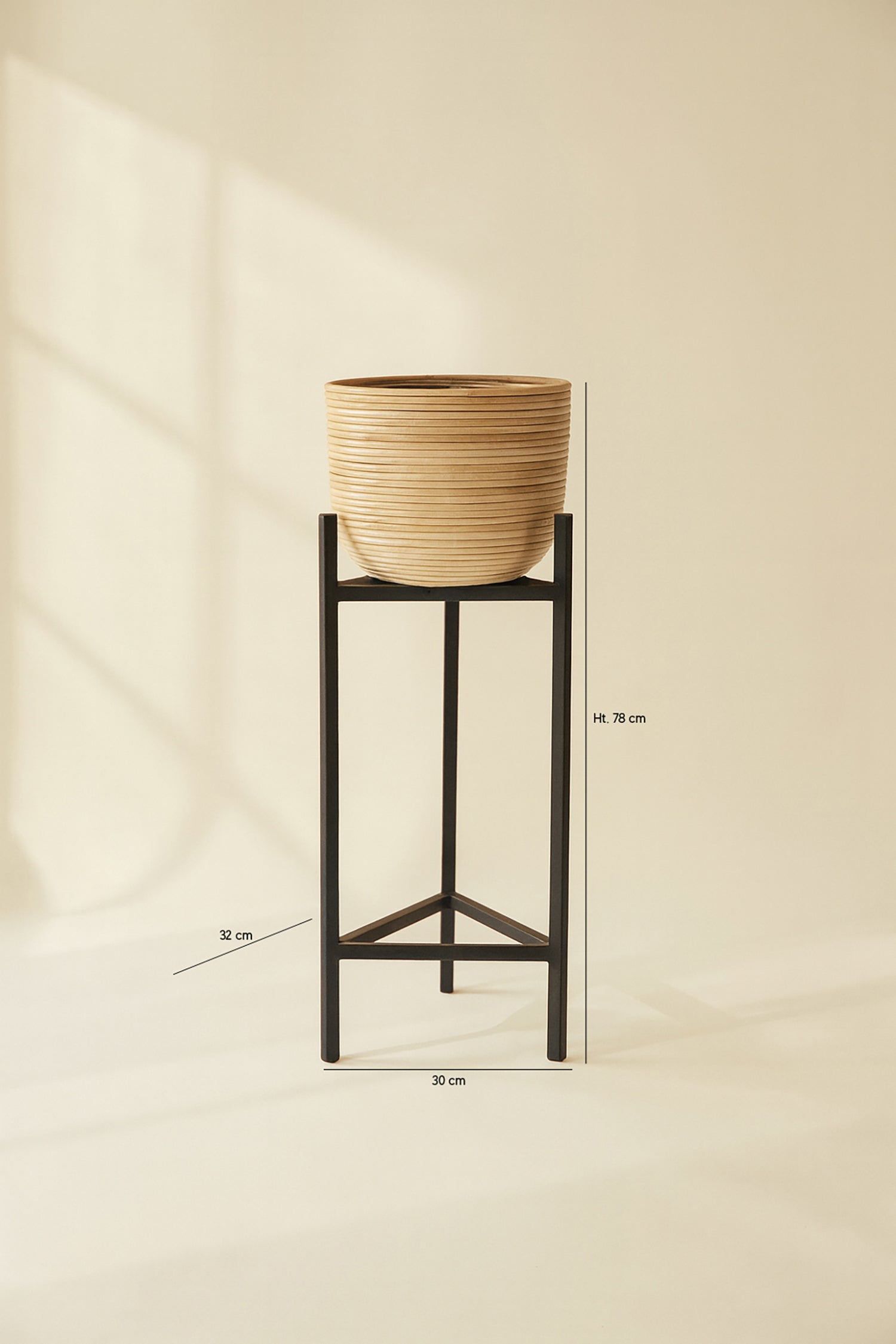 Lima - Cache Pot Medium - Rotin/Metal - Noir