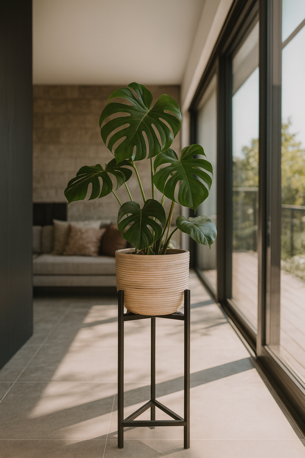 Lima - Large Plant Pot - Rattan/Metal - Black