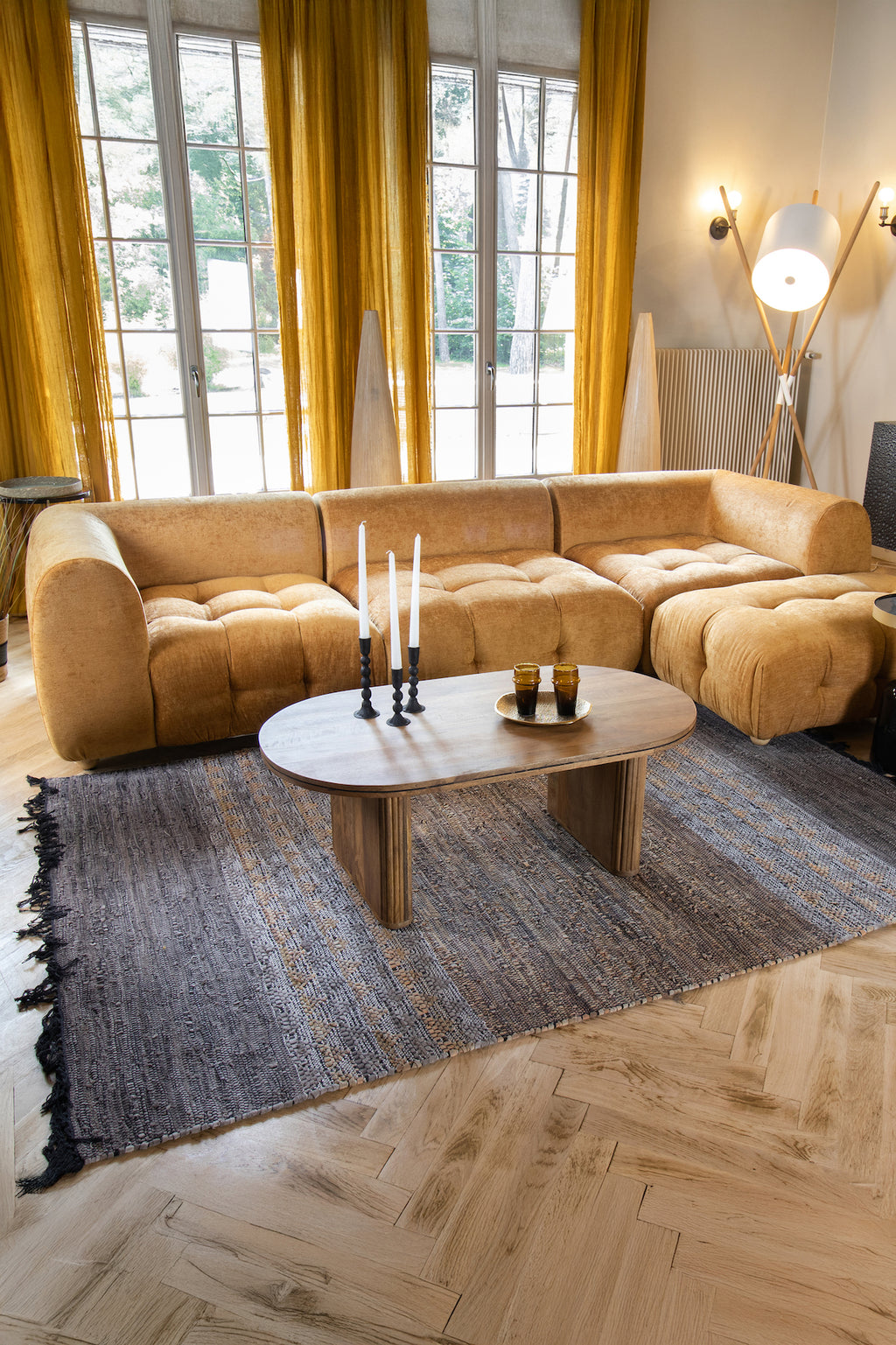Sofá modular pequeño en terciopelo Panné - Terracotta Twiggy