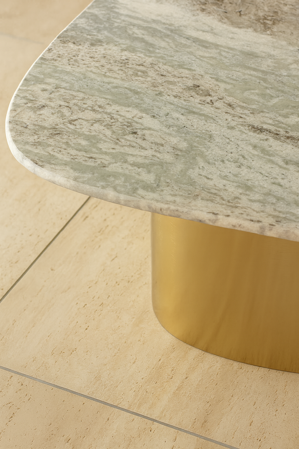 Fedje Coffee Table with Natural Marble Top and Gold Metal Base