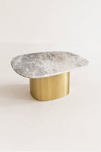Fedje Coffee Table with Natural Marble Top and Gold Metal Base