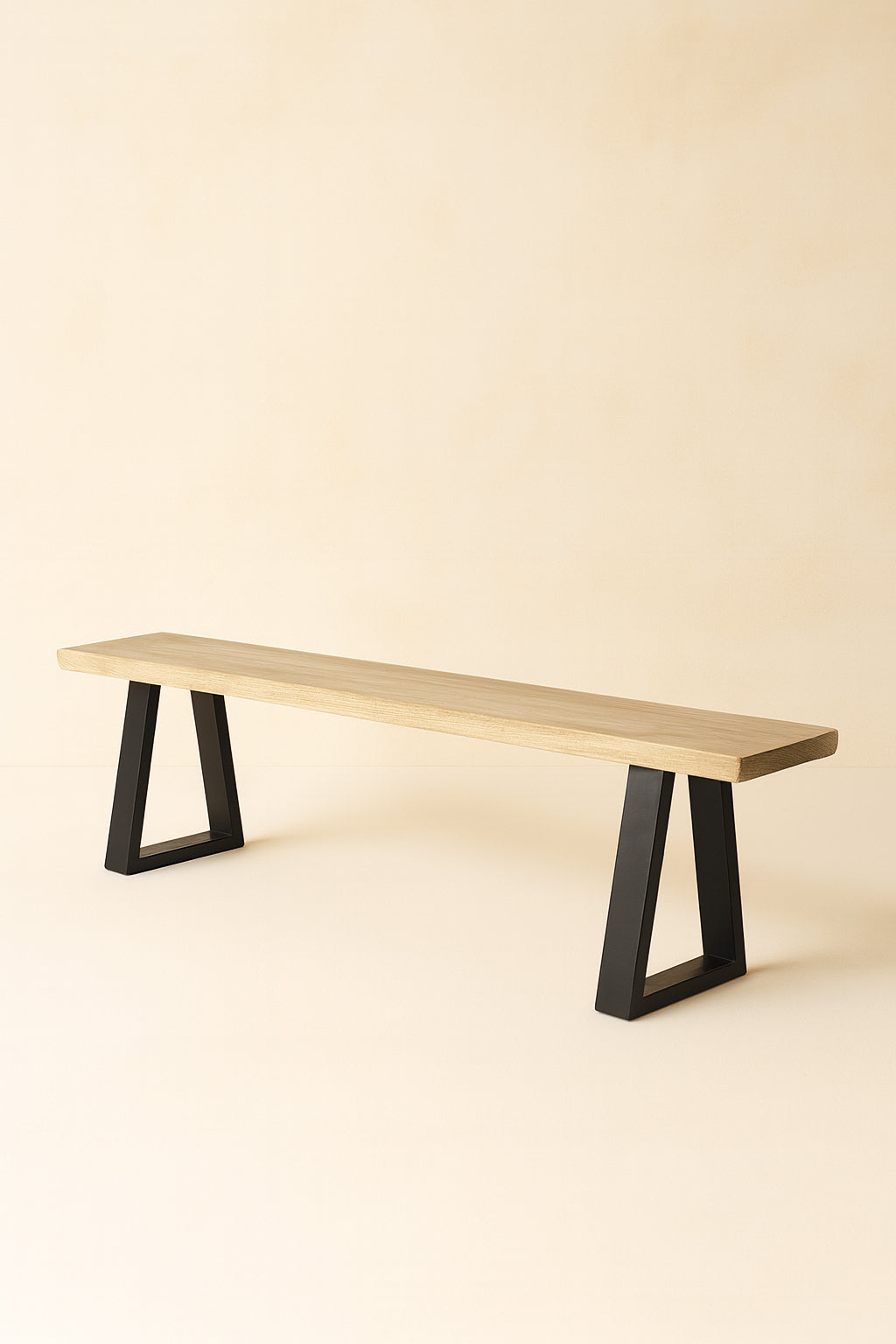 Set of 2 Small Hera Benches - Pine Wood and Acacia - Metal Feet