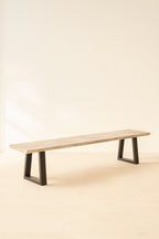 Set of 2 Large Hera Benches - Pine Wood and Acacia - Metal Feet