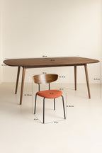 Walnut Wood Table And 6 Riva Chairs - Terracotta Corduroy