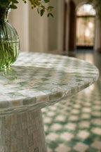 Zina - Table Basse Ronde - Coquille De Capiz - Vert