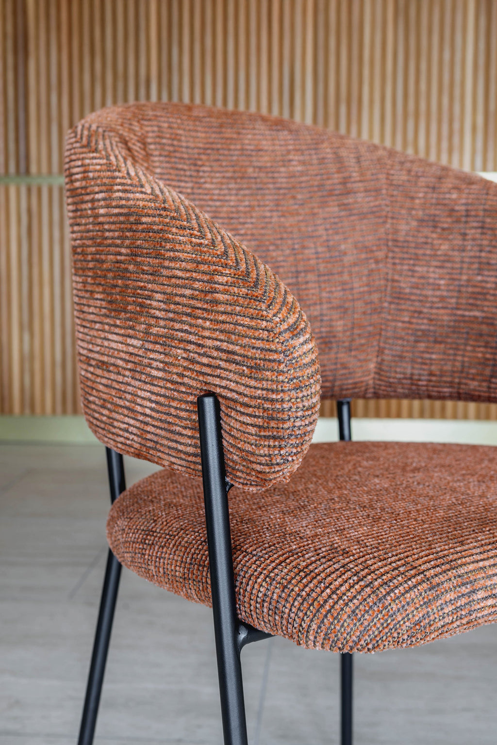 Quito - Ens Table 220Cm - Tissu Tweed/Effet Bois - Brique/Naturel