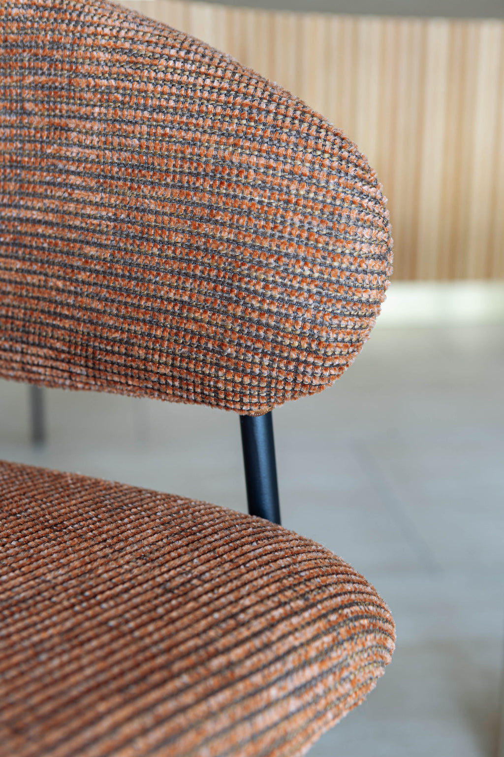 Quito - Ens Table 220Cm - Tissu Tweed/Effet Bois - Brique/Naturel