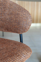 Quito - Ens Table 220Cm - Tissu Tweed/Effet Bois - Brique/Naturel