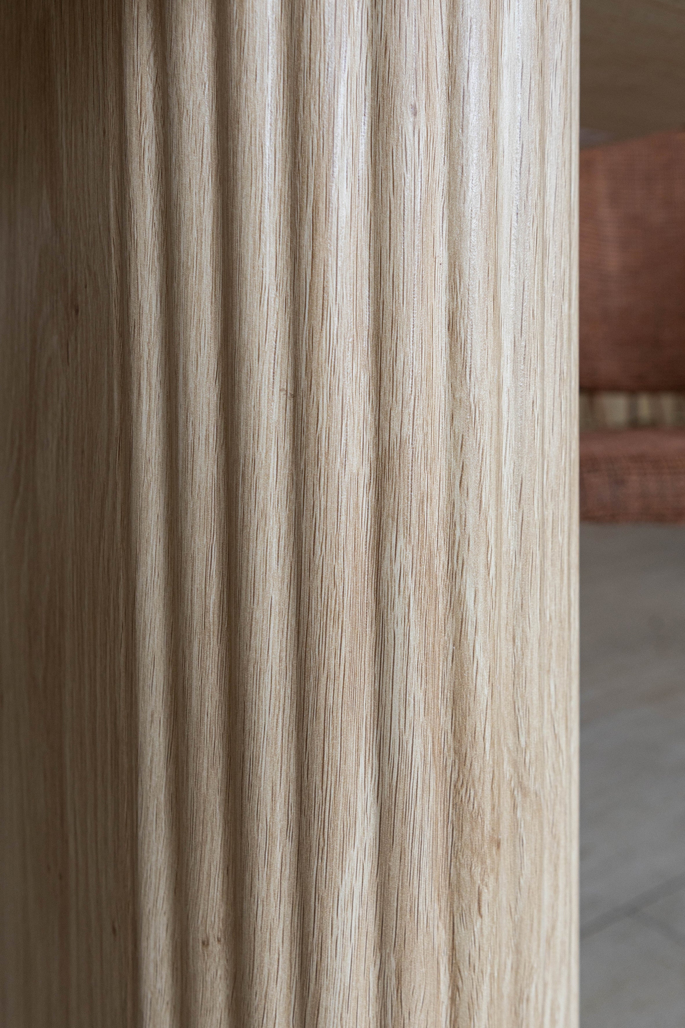 Quito - Ens Table 220Cm - Tissu Tweed/Effet Bois - Brique/Naturel