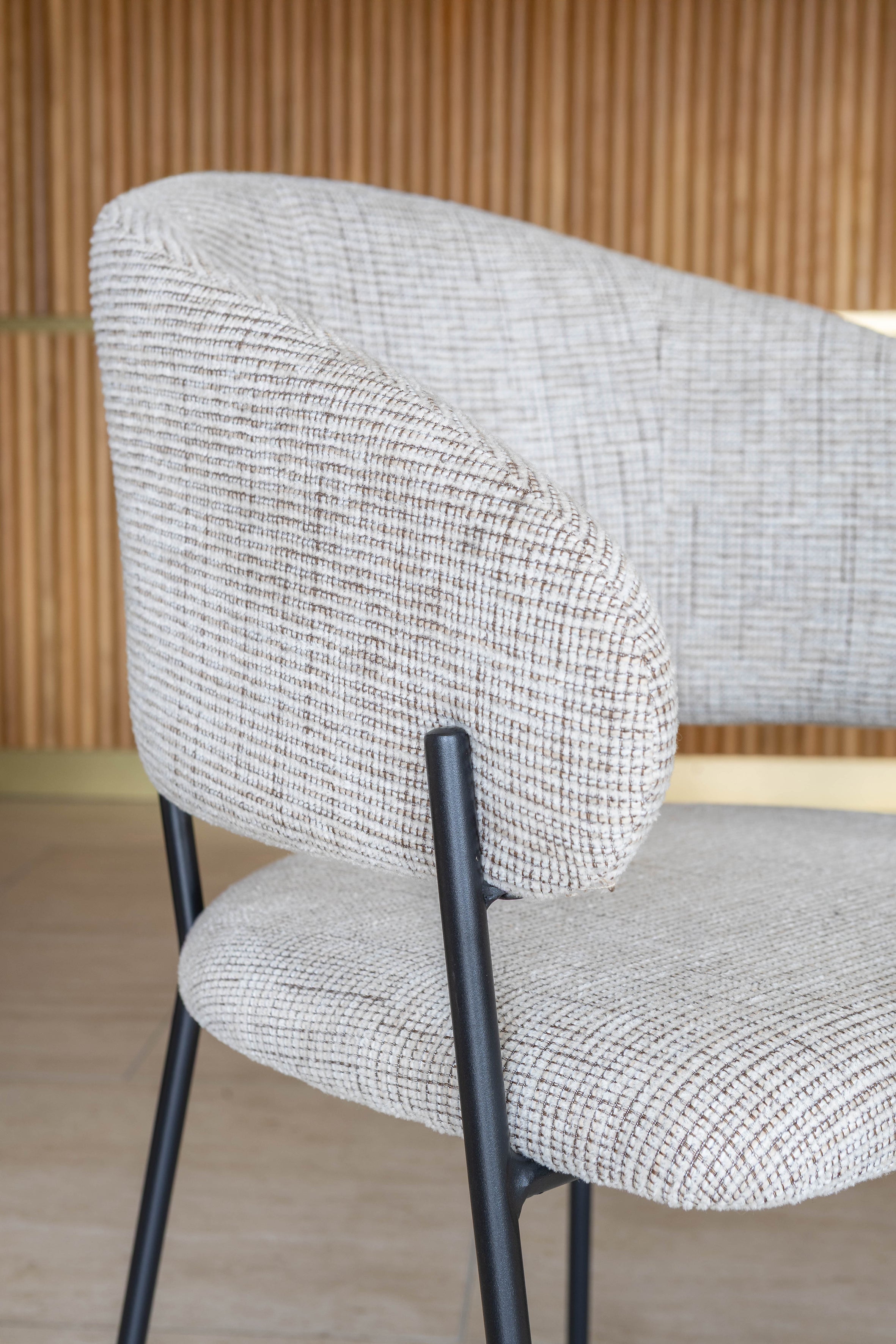 Quito - Ens Table 220Cm - Tissu Tweed/Effet Bois - Latte/Naturel