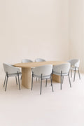 Quito - Ens Table 220Cm - Tissu Tweed/Effet Bois - Latte/Naturel