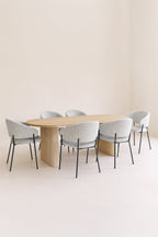 Quito - Ens Table 220Cm - Tissu Tweed/Effet Bois - Latte/Naturel