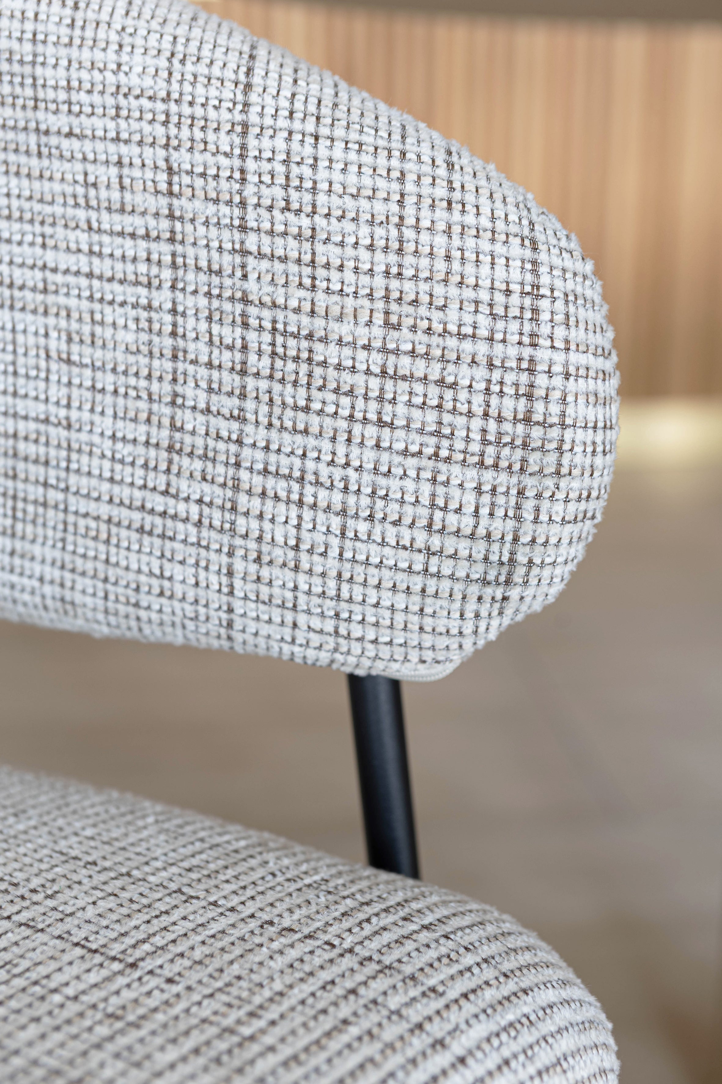 Quito - Ens Table 220Cm - Tissu Tweed/Effet Bois - Latte/Naturel