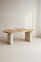 Quito - Ens Table 220Cm - Tissu Tweed/Effet Bois - Latte/Naturel