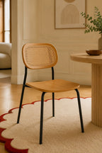 Quito & Nosara - Set van ovale tafel en 6 stoelen - Essenhoutfineer en hout