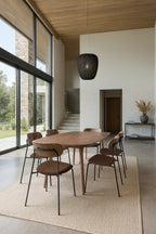 Conjunto Callao - Mesa Madera Nogal + 6 Sillas Teddy Marrón