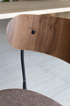 Conjunto Callao - Mesa Madera Nogal + 6 Sillas Teddy Marrón