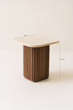 Mesa auxiliar cuadrada Esther - Efecto travertino natural