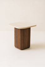 Mesa auxiliar cuadrada Esther - Efecto travertino natural
