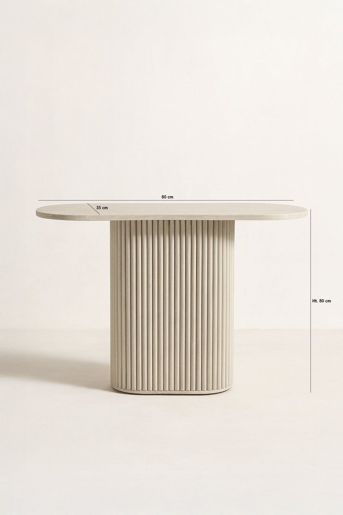 Inaya - Console Ovale - Effet Travertin - Naturel