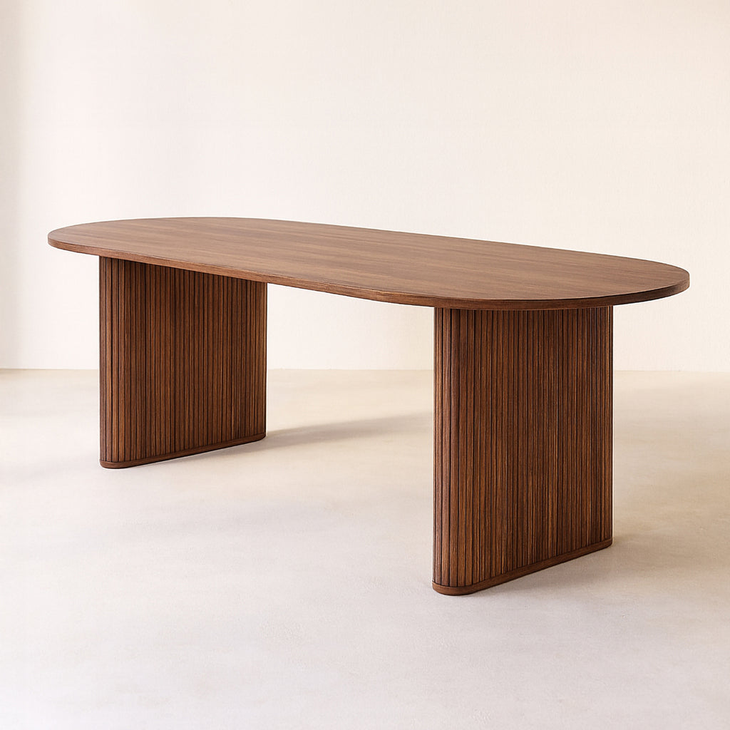 Selma Dining Table - Walnut Wood Effect Mdf