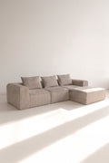 Cocoon - Canapé D'Angle Compressé - Velours Côtelé - Taupe