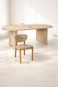 Suzie - Juego de Mesa 220Cm - Imitación Madera/Tela - Beige/Natural