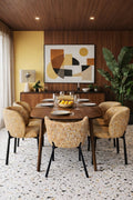 Suzan - Ensemble Table 200Cm - Tissu/Mdf - Ocre