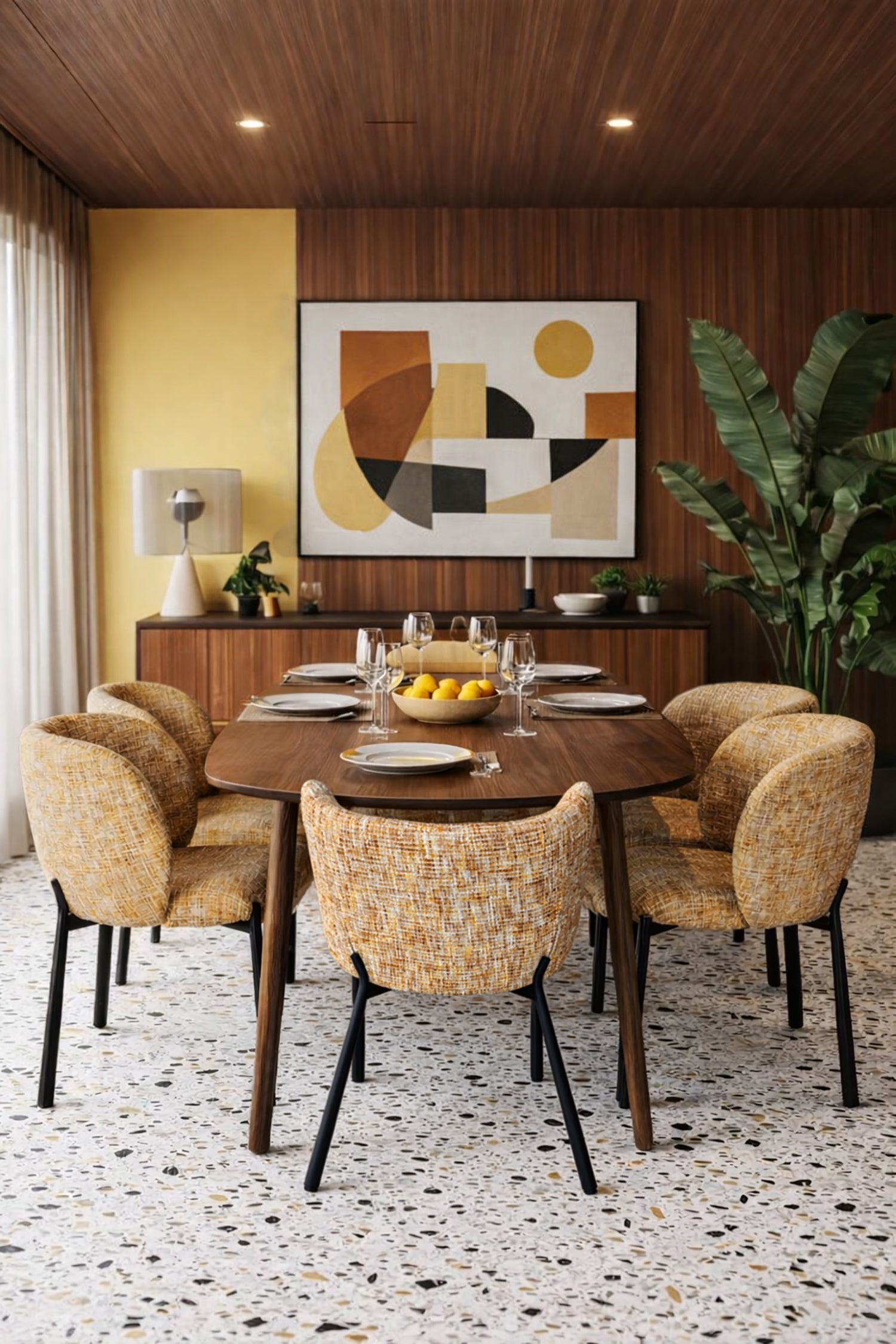 Suzan - Ensemble Table 200Cm - Tissu/Mdf - Ocre