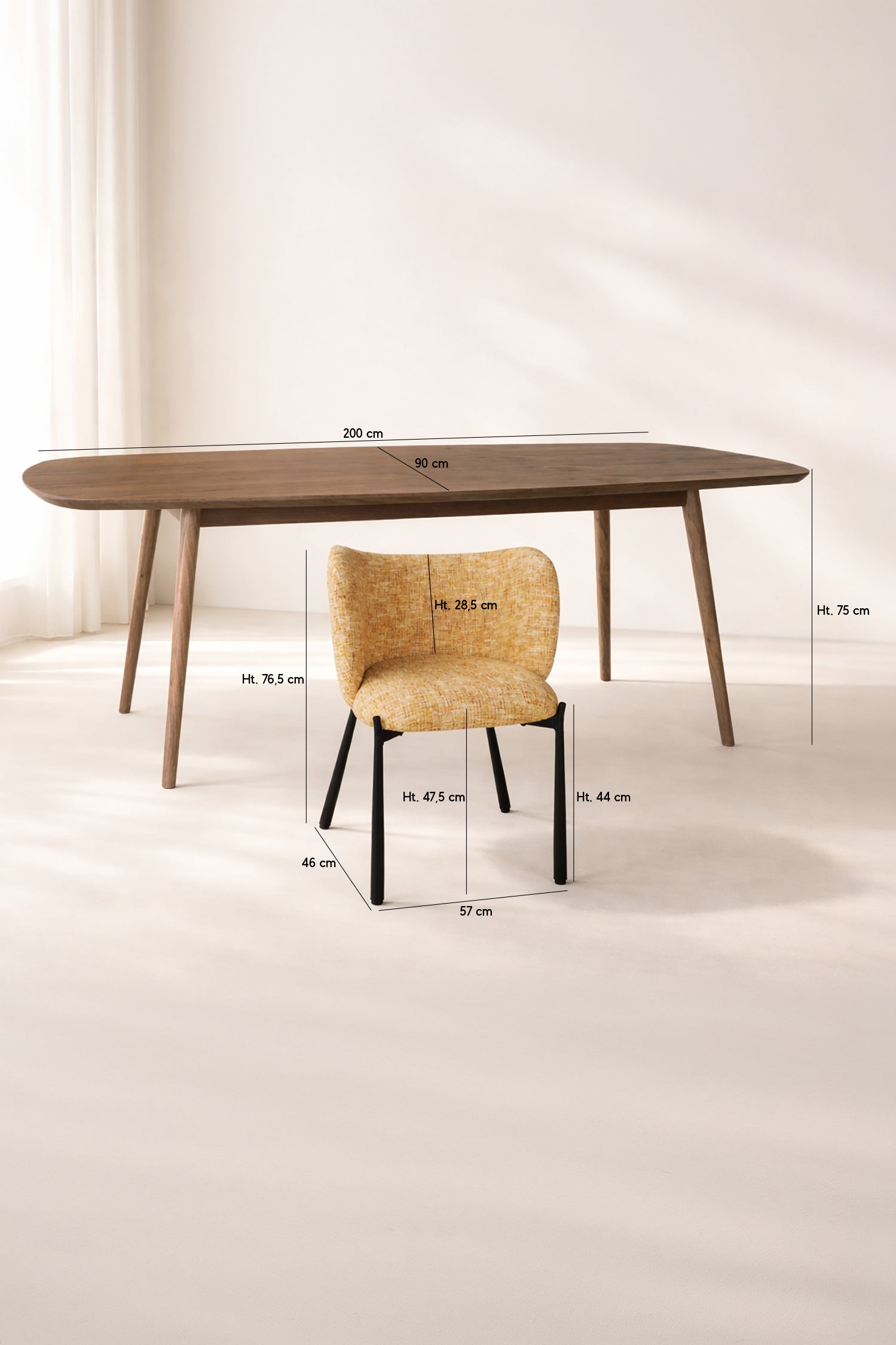 Suzan - Ensemble Table 200Cm - Tissu/Mdf - Ocre