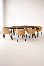 Suzan - Ensemble Table 200Cm - Tissu/Mdf - Ocre
