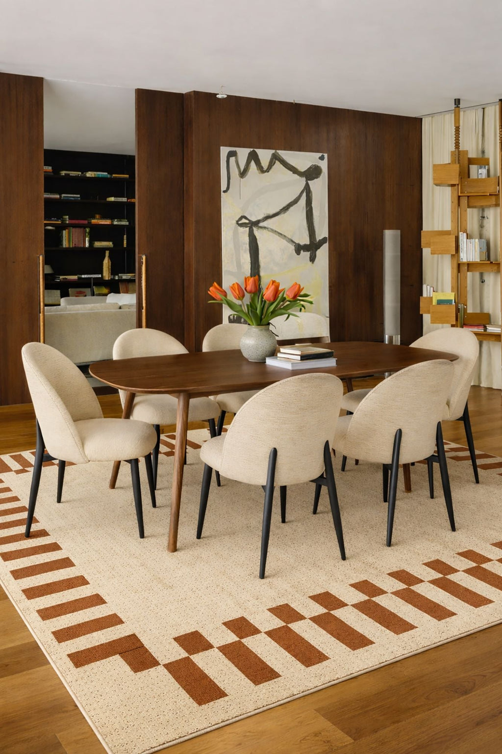 Leonie - Ensemble Table 200Cm - Tissu/Mdf - Ecru