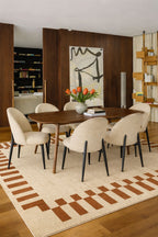Leonie - Ensemble Table 200Cm - Tissu/Mdf - Ecru