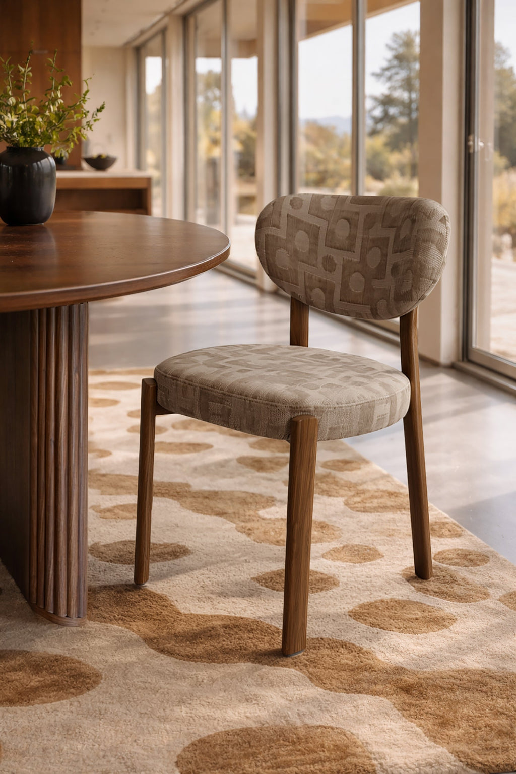 Suzie - Ensemble Table 230Cm - Tissu/Mdf - Taupe